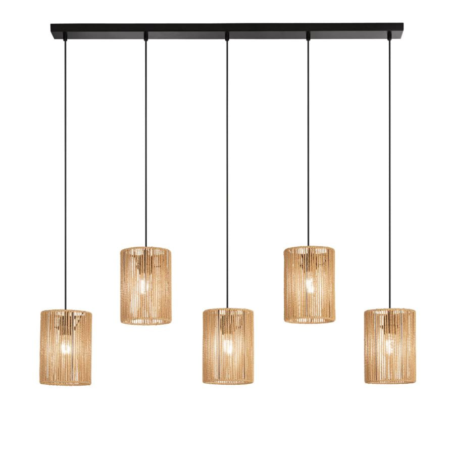 Sospensione 5 luci struttura metallo diffusori in carta naturale 5XE27 non incl. TROPIKANA Sospensione 5 luci struttura metallo diffusori in carta naturale 5XE27 non incl. TROPIKANA
